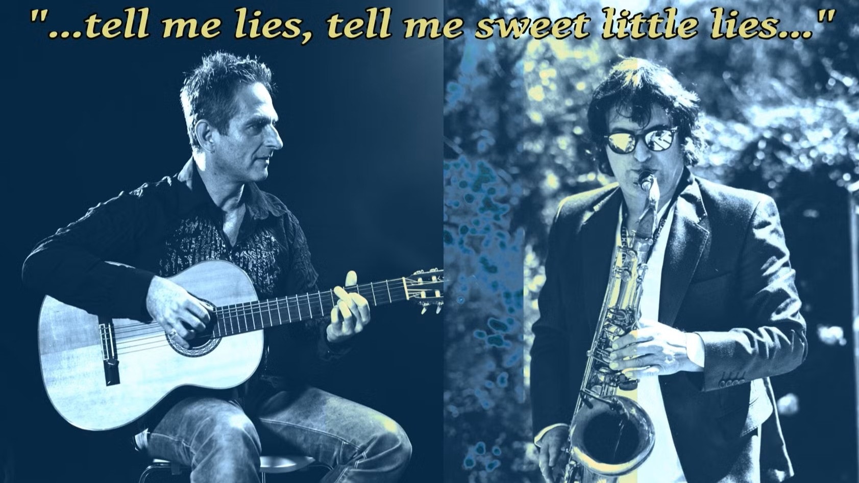 Manfred Holub mit Gitarre, Matthias Kaiser auf Saxophon.