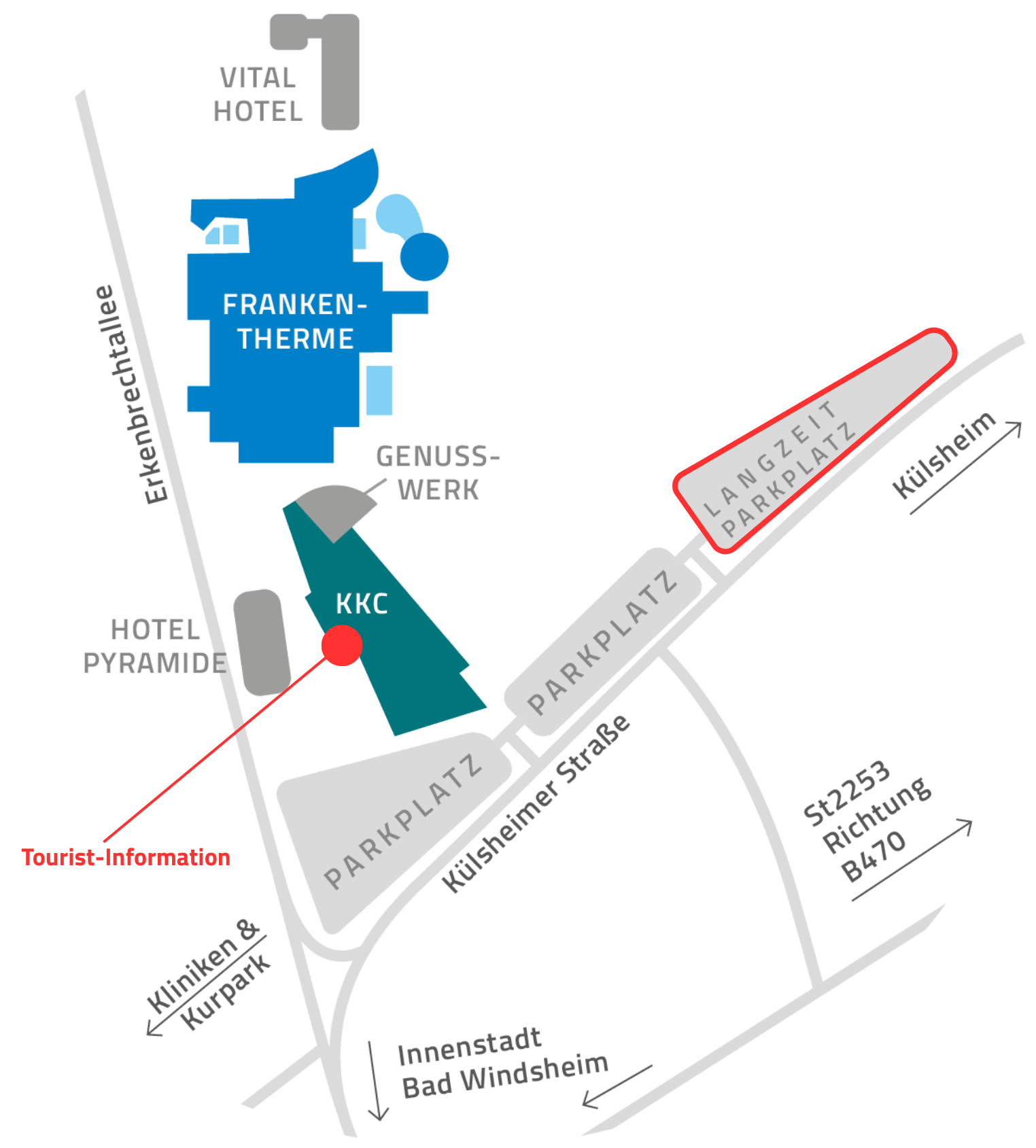 Übersichtsplan für Langzeitparker