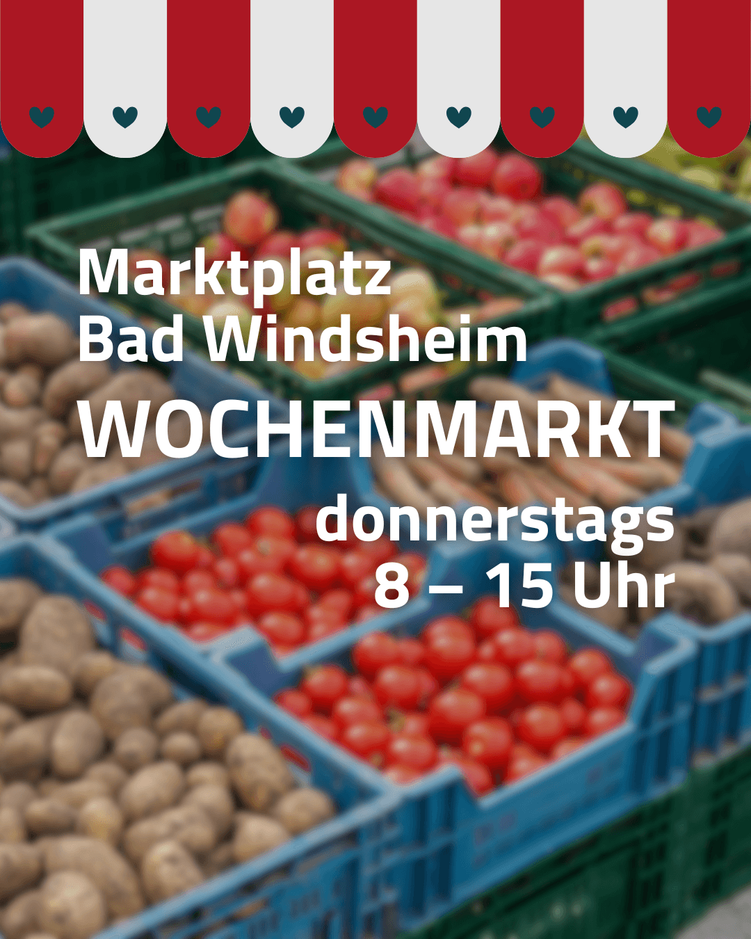 Bad Windsheimer Wochenmarkt auf dem Marktplatz 2026 immer donnerstags von 8 bis 15 Uhr
