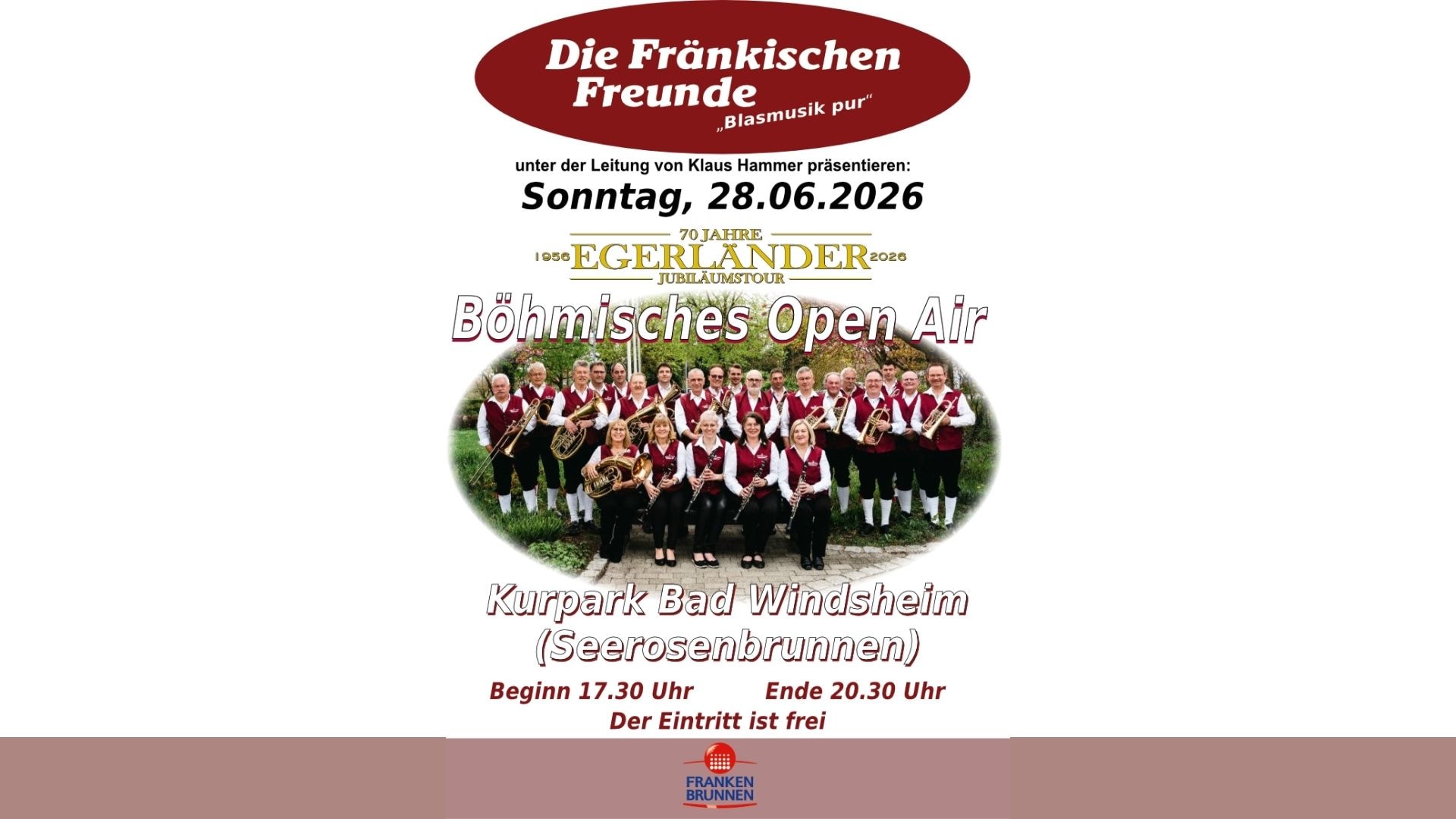 Plakat zum Promenadenkonzert mit den Fränkischen Freunden.