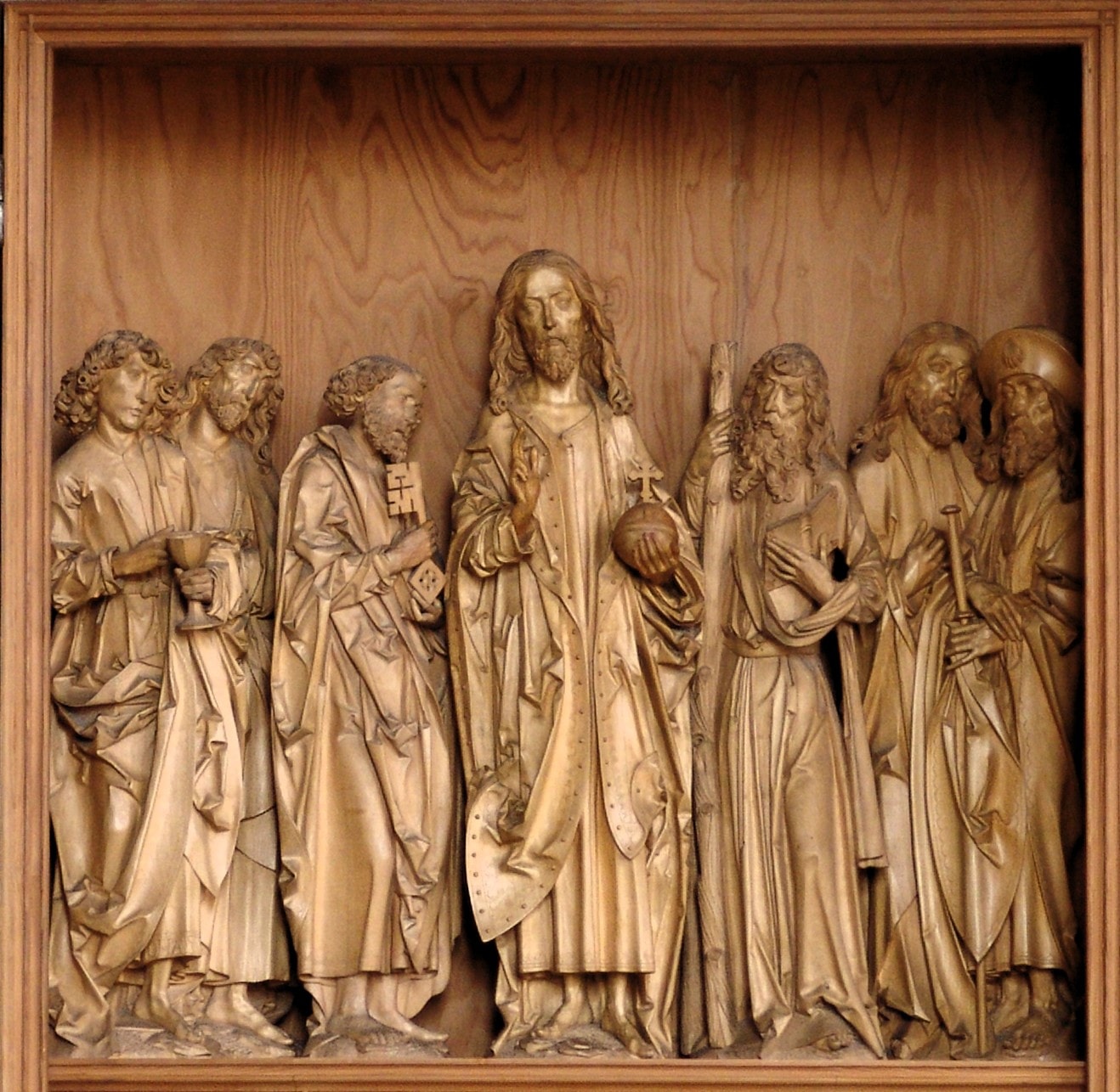 Ausschnitt aus der Kopie des Windsheimer/Zwölboten Altars von Tilmann Riemenschneider, heutiger Standort ist die Seekapelle, ursprünglich befand sich das Original in der Kirche St.-Kilian